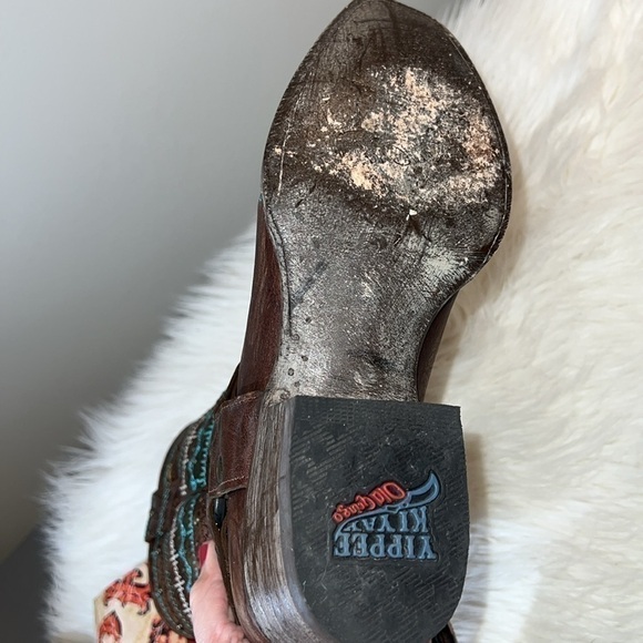 Old Gringo Yippe Ki Yay Apache Moon Strap  10”Brown Harness Embroidered Boot 8 - Picture 9 of 12